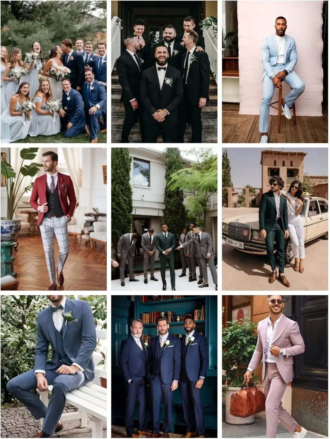 WEEN CHARM Men's 3-Piece Slim Fit Suit Set-2-Button Blazer,Vest & Pants-Formal Wedding,Prom,Party & Business Tuxedo