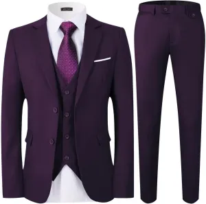 WEEN CHARM Men's 3-Piece Slim Fit Suit Set-2-Button Blazer,Vest & Pants-Formal Wedding,Prom,Party & Business Tuxedo