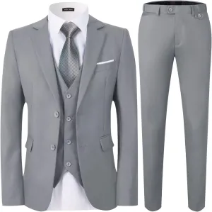 WEEN CHARM Men's 3-Piece Slim Fit Suit Set-2-Button Blazer,Vest & Pants-Formal Wedding,Prom,Party & Business Tuxedo