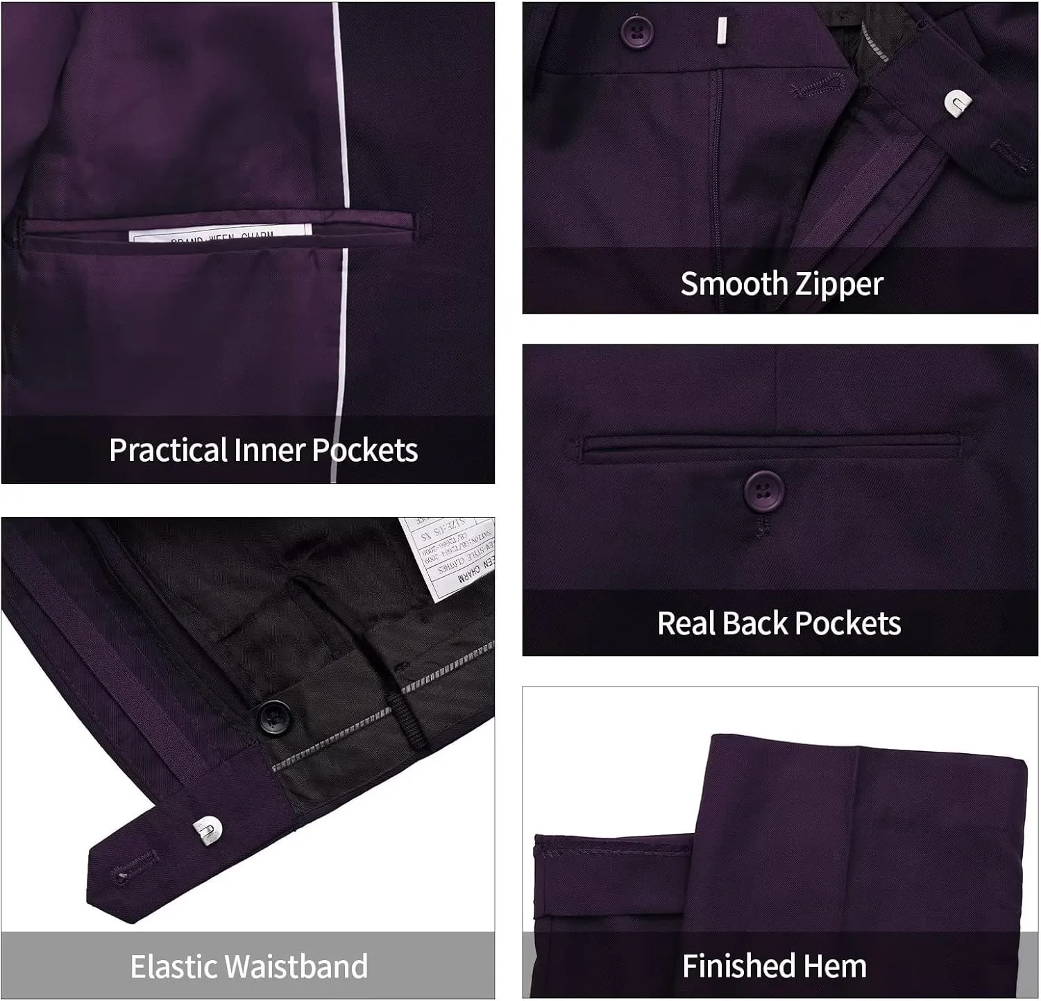 WEEN CHARM Men's 3-Piece Slim Fit Suit Set-2-Button Blazer,Vest & Pants-Formal Wedding,Prom,Party & Business Tuxedo