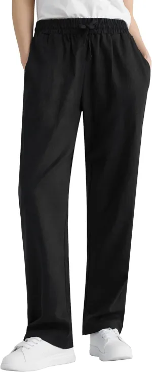 Weintee Women's Wide Leg Linen Pants with Pockets