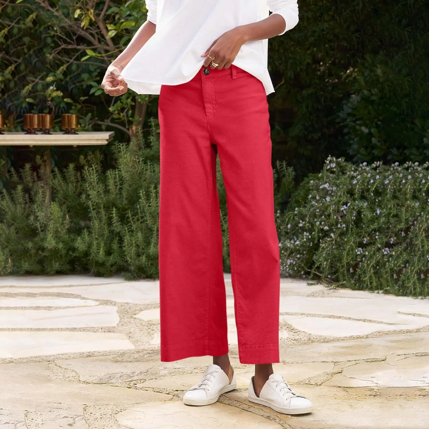 Wide Leg Cropped Pants for Women Linen Trousers for Woman Boho Pant Trendy Summer Work Pants for Women 2025