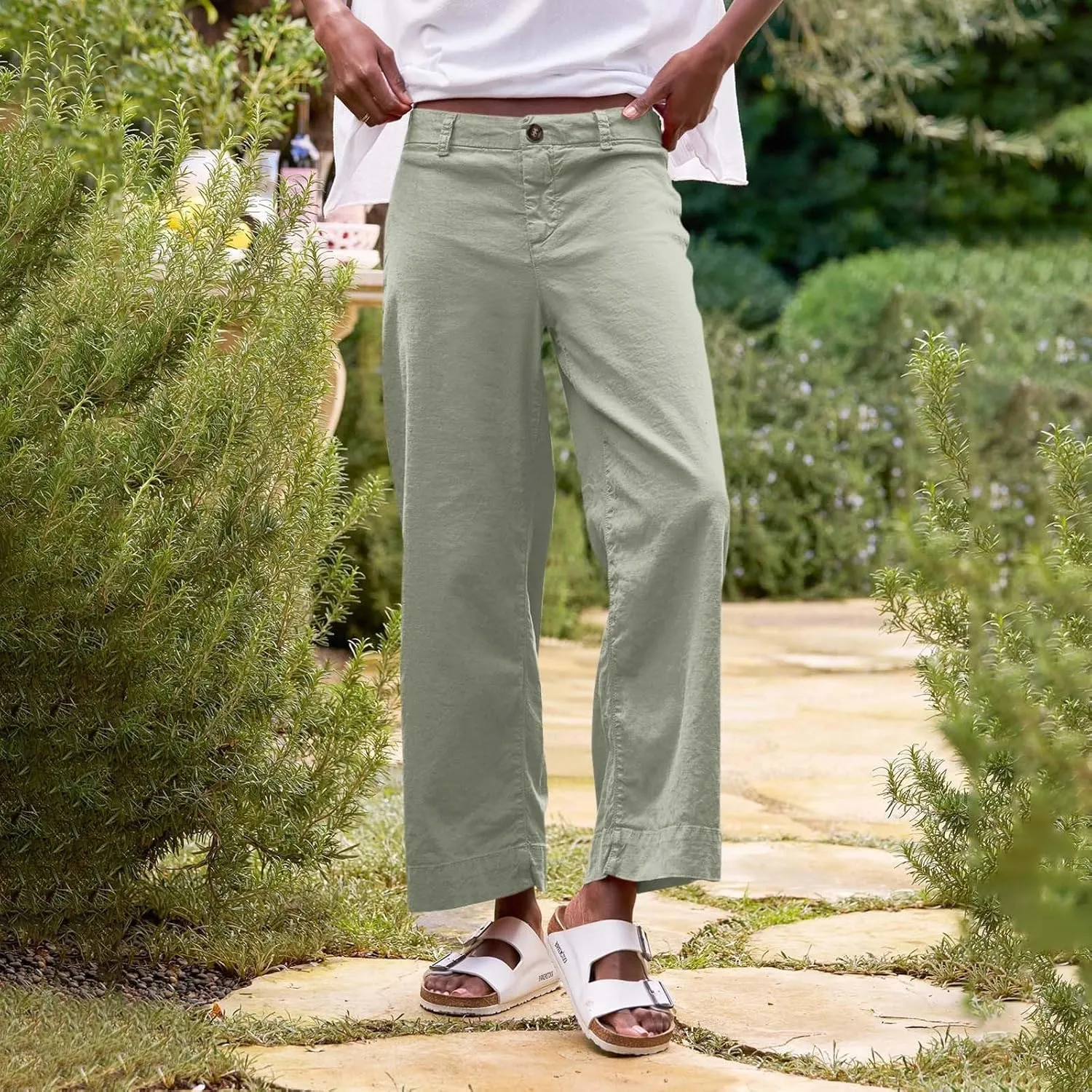 Wide Leg Cropped Pants for Women Linen Trousers for Woman Boho Pant Trendy Summer Work Pants for Women 2025