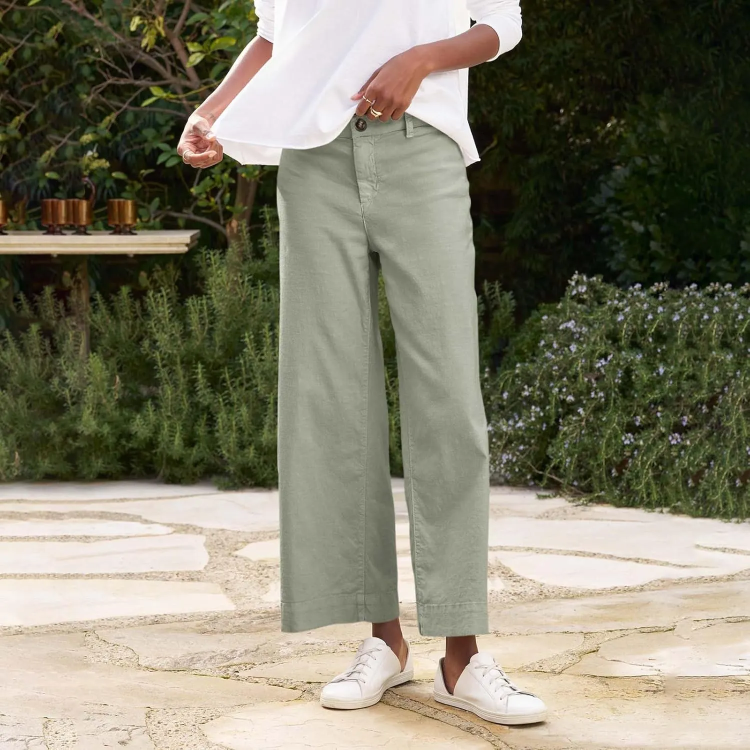 Wide Leg Cropped Pants for Women Linen Trousers for Woman Boho Pant Trendy Summer Work Pants for Women 2025