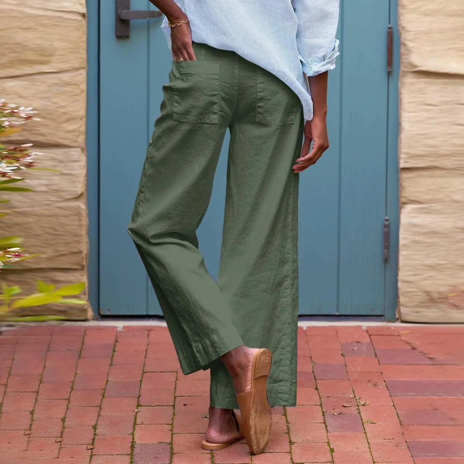 Wide Leg Cropped Pants for Women Linen Trousers for Woman Boho Pant Trendy Summer Work Pants for Women 2025