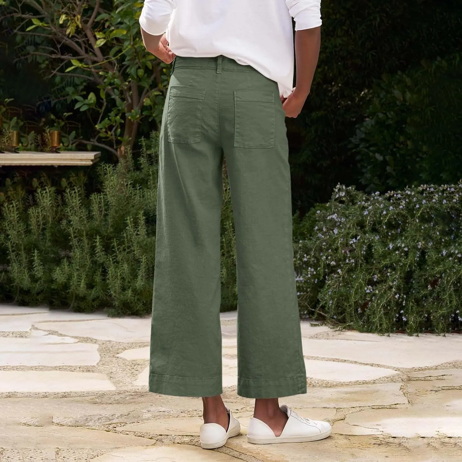 Wide Leg Cropped Pants for Women Linen Trousers for Woman Boho Pant Trendy Summer Work Pants for Women 2025