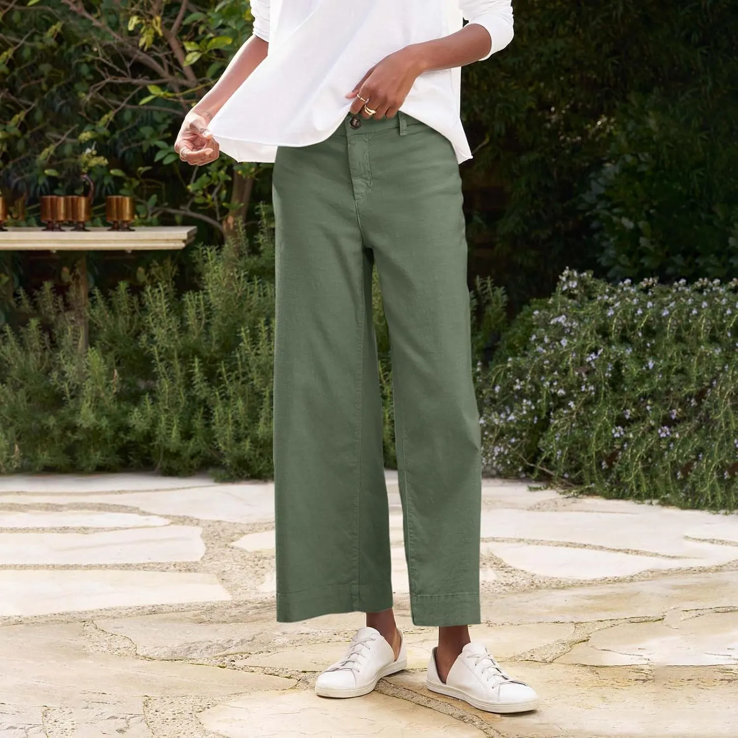 Wide Leg Cropped Pants for Women Linen Trousers for Woman Boho Pant Trendy Summer Work Pants for Women 2025
