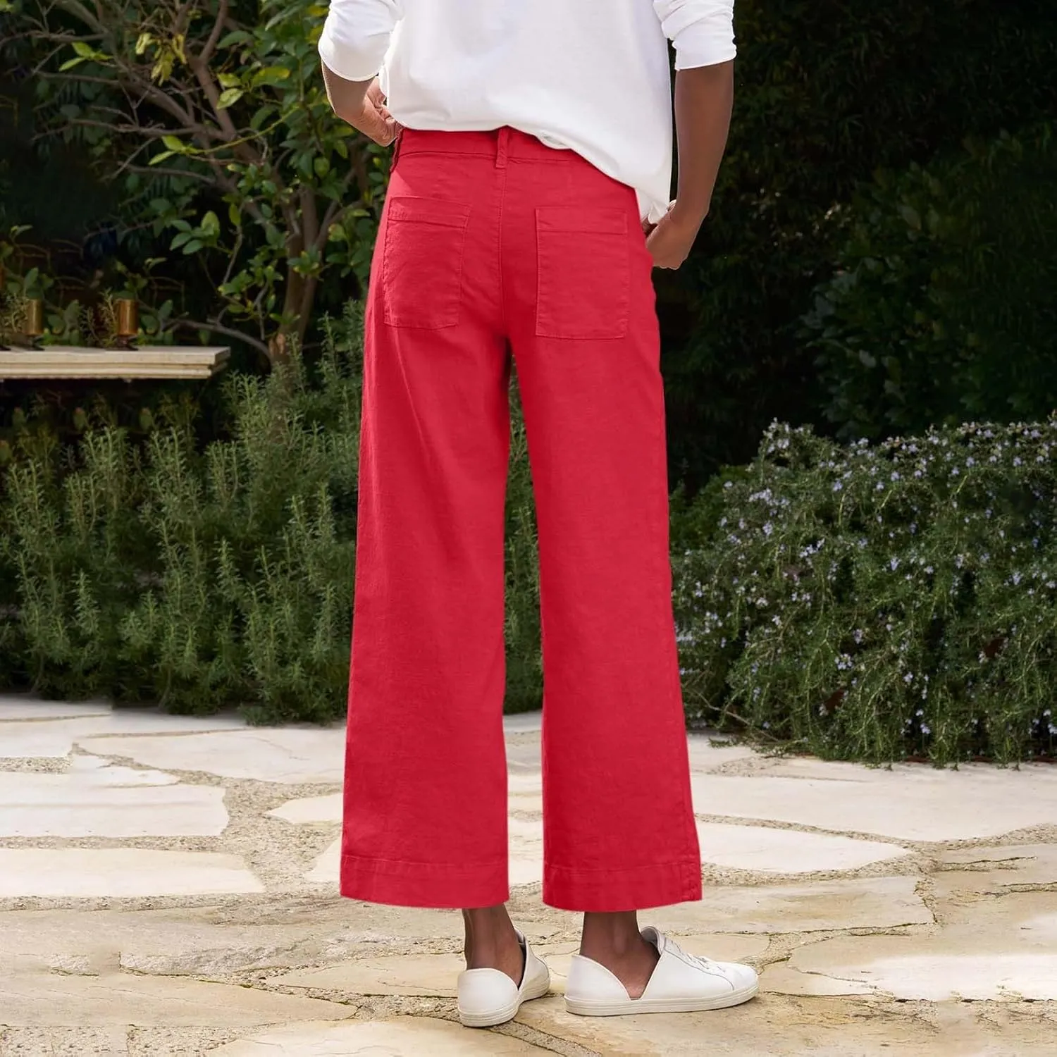 Wide Leg Cropped Pants for Women Linen Trousers for Woman Boho Pant Trendy Summer Work Pants for Women 2025