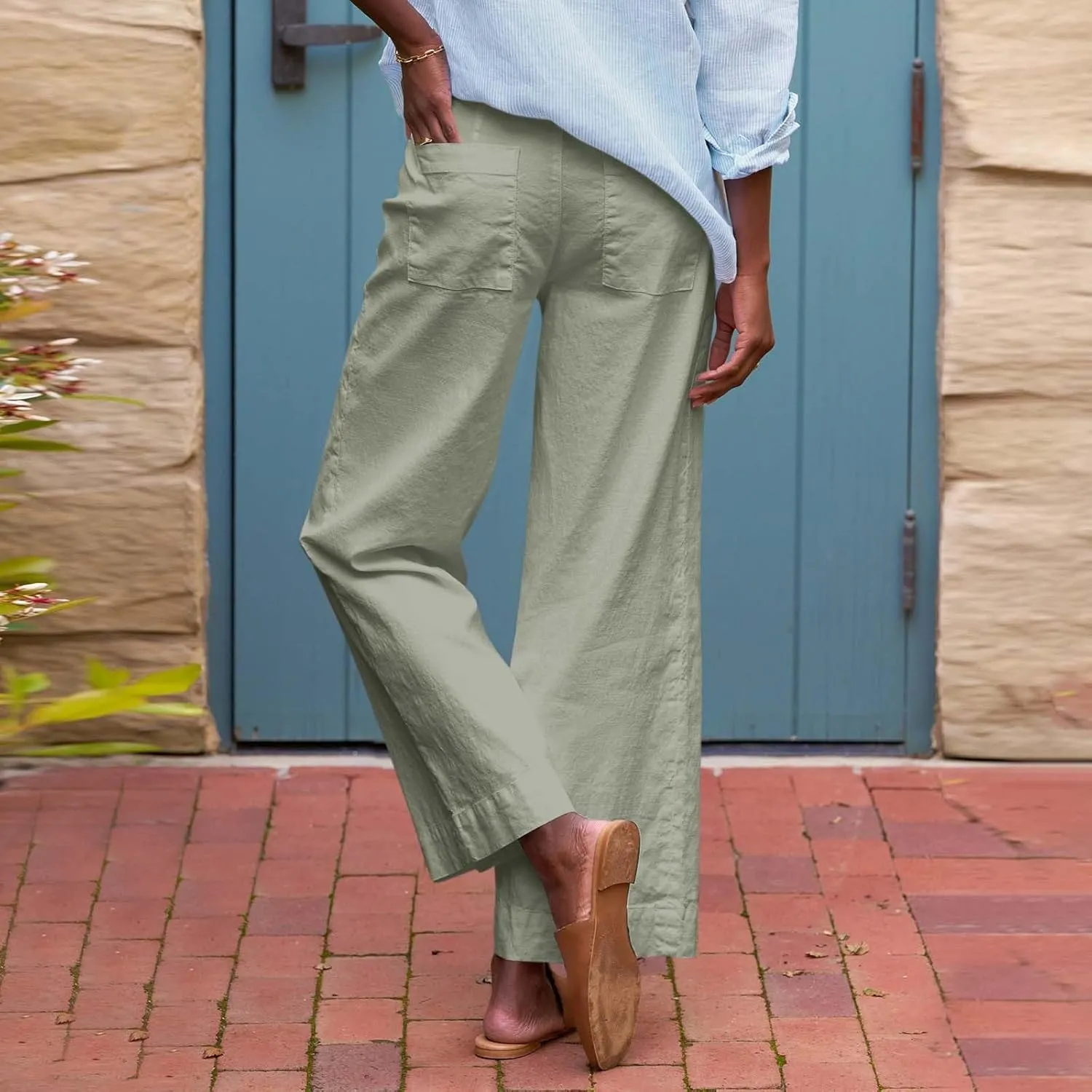 Wide Leg Cropped Pants for Women Linen Trousers for Woman Boho Pant Trendy Summer Work Pants for Women 2025