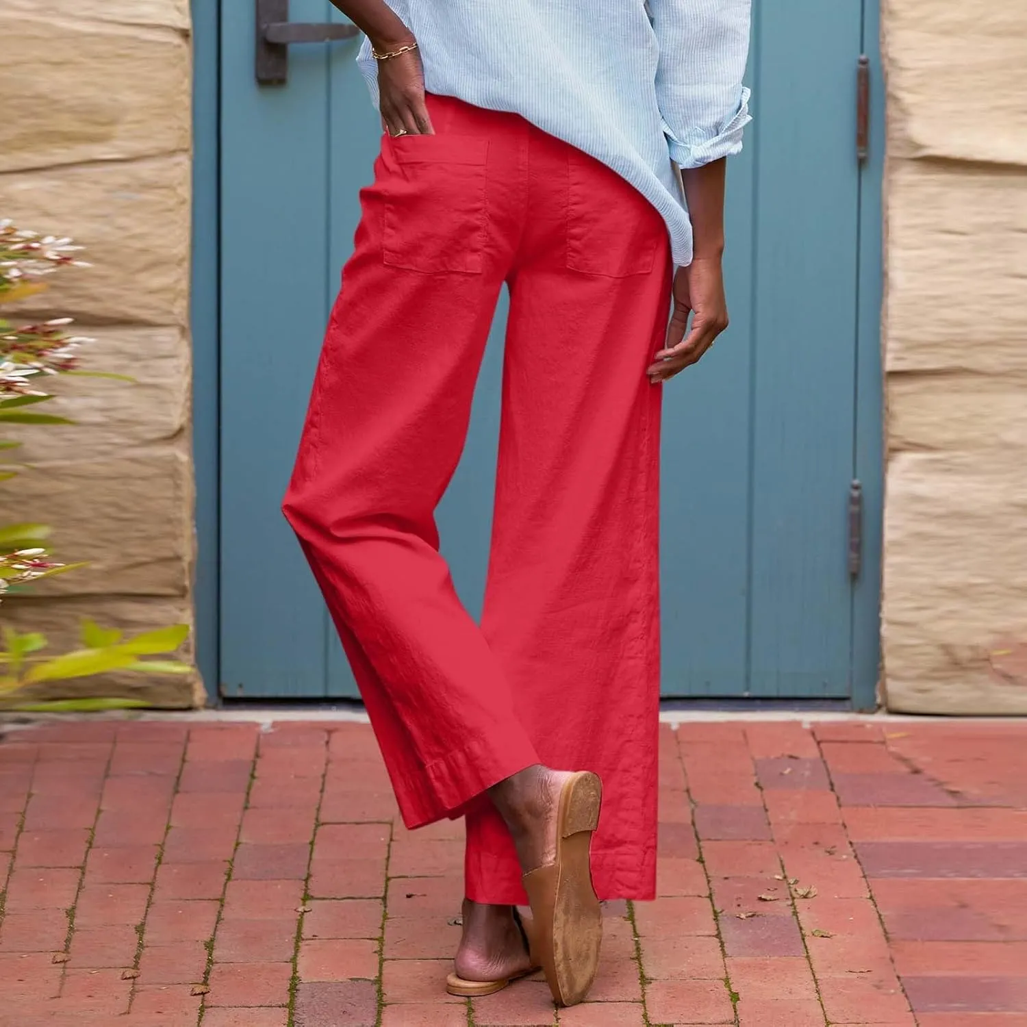 Wide Leg Cropped Pants for Women Linen Trousers for Woman Boho Pant Trendy Summer Work Pants for Women 2025