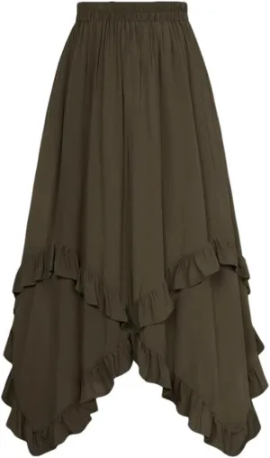 Women Lotus Leaves Swing Skirt Casual Elastic A-Line Long Skirts Women's Pleated Midi Skirt