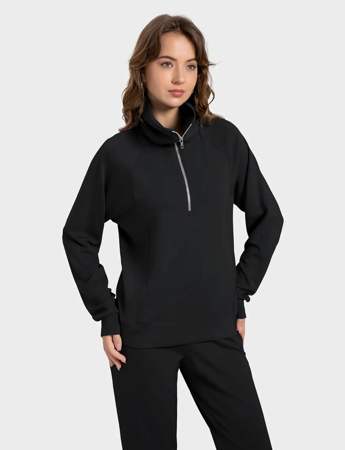 Women's 2 Piece Sets Sweatsuit Lapel Half Zip Sweatshirt Sweatpants Lounge Matching Sets Fall Outfits