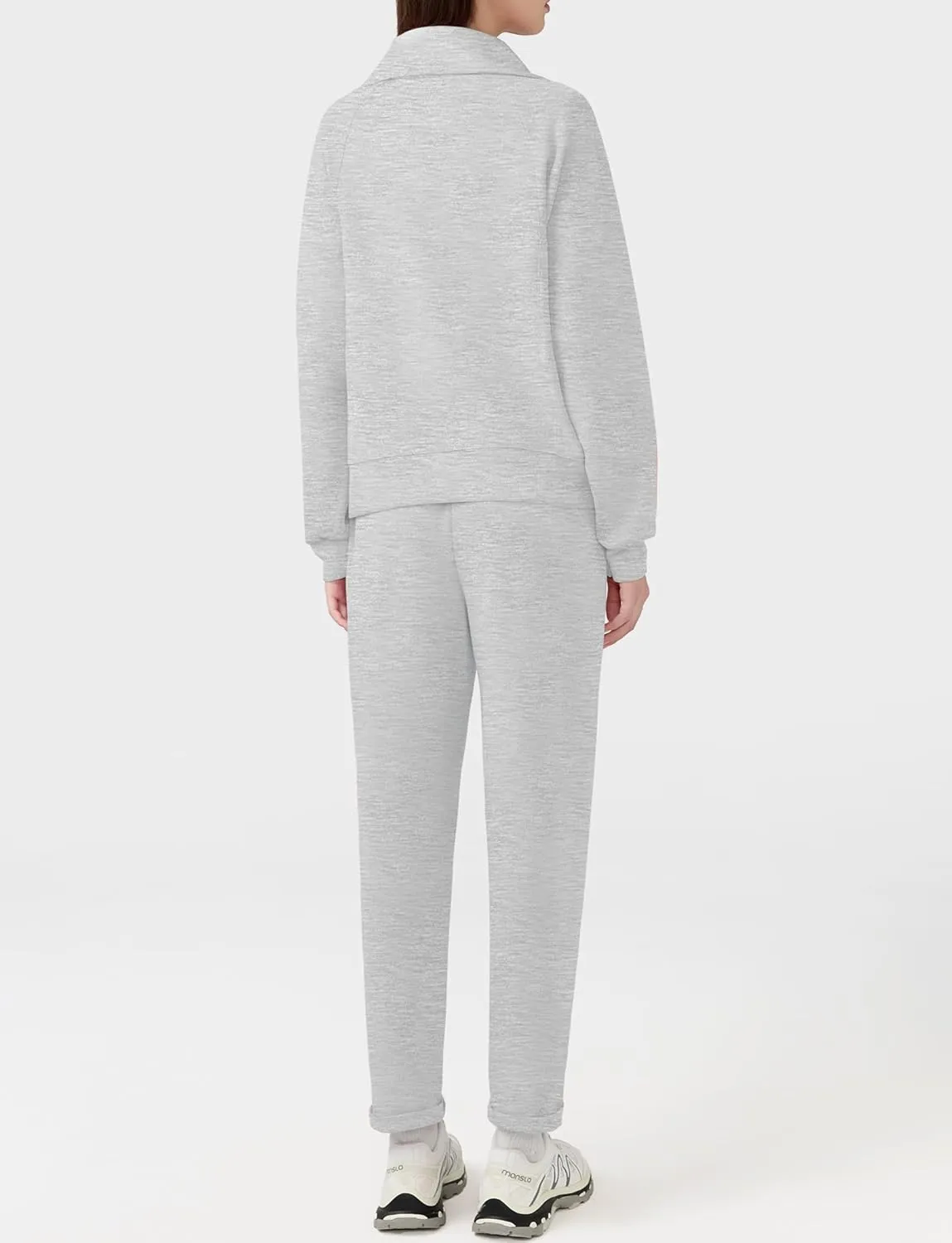 Women's 2 Piece Sets Sweatsuit Lapel Half Zip Sweatshirt Sweatpants Lounge Matching Sets Fall Outfits