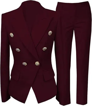 Women's 2 Piece Suit Notched Lapel Pants Suits Set for Women Business Casual Office Work Tuxedo Blazer Pants Set