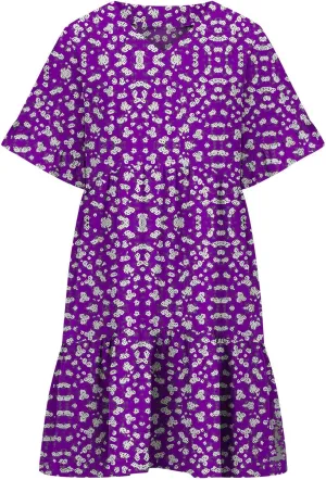 Women's Boho Ruffle Floral Print Mini Dresses Trendy Casual 2025 Summer Loose V Neck Short Sleeve A-Line Dress with Pockets
