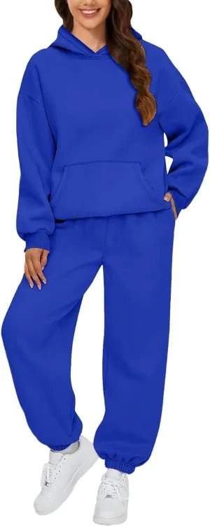 Womens Fall/Spring Fashion 2025O versized with Pockets Joggers Set: Loose Fit Casual Sweatsuit Baggy Y2k Trendy Set