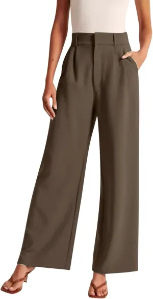 Womens Linen Blend Summer Striped Pants Low Waist Wide Leg Plus Size Pants Trendy