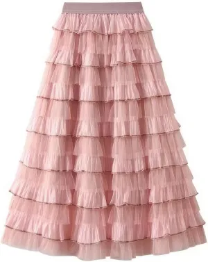Women's Summer Elastic Waist High Waist Beach Outfits A-Line Tiered Maxi Skirt Bohemian Print Casual Long Skirt