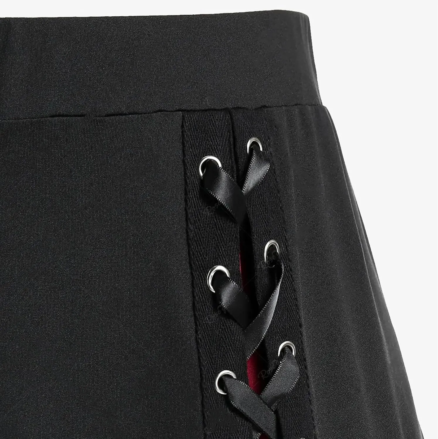Womens Victorian Skirt High Waist Medieval Midi Dress Gothic Pleated Skirts Vintage Steampunk Dress Lace Up Goth Skirt
