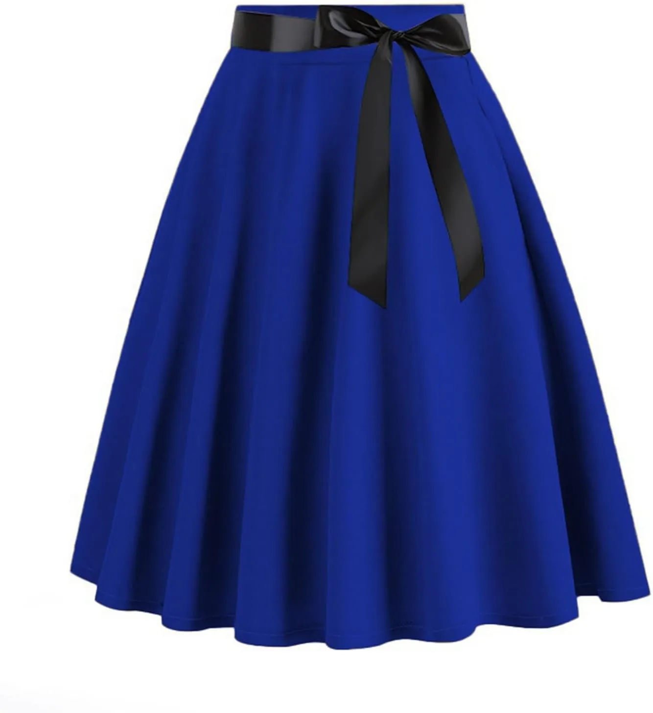 Womens Vintage Midi Skirt High Waist A-Line Skater Skirt Pleated Swing Skirt Halloween Prom Club Party Flared Skirt