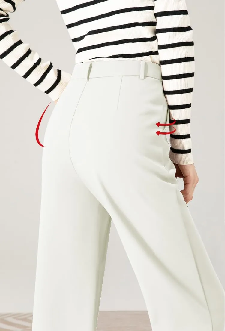 Womens Wide Leg Business Casual Pants High Waisted Straight Leg Pants Work Trousers with Pockets Slacks for Women