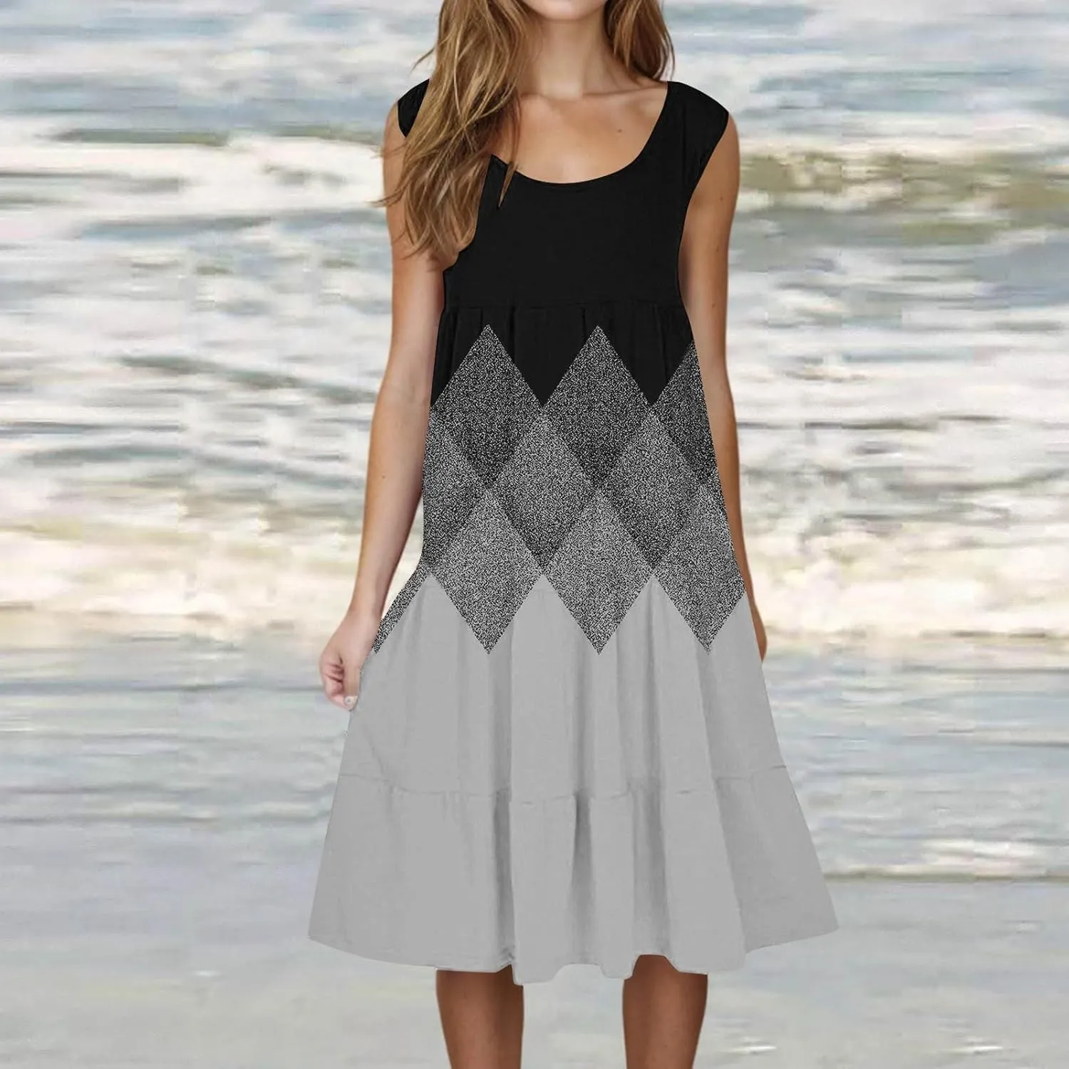 XOWRTE Summer Dresses for Women Plus Size Beach Dress Casual Sundresses Sexy Sleeveless Dress Flowy Midi Dresses