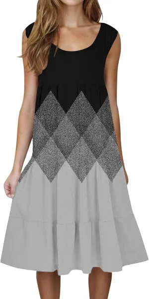 XOWRTE Summer Dresses for Women Plus Size Beach Dress Casual Sundresses Sexy Sleeveless Dress Flowy Midi Dresses