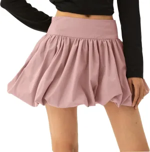 XUNRYAN Women Y2K Bubble Skirt High Waisted Ruffle Hem A-Line Pleated Mini Short Skirt Puffy Short Skirts Fashion Streetwear