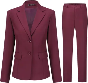 YUNCLOS Women's 2 Pieces Office Suit Set Long Sleeve Blazer Jacket and Suit Pants