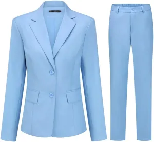 YUNCLOS Women's 2 Pieces Office Suit Set Long Sleeve Blazer Jacket and Suit Pants