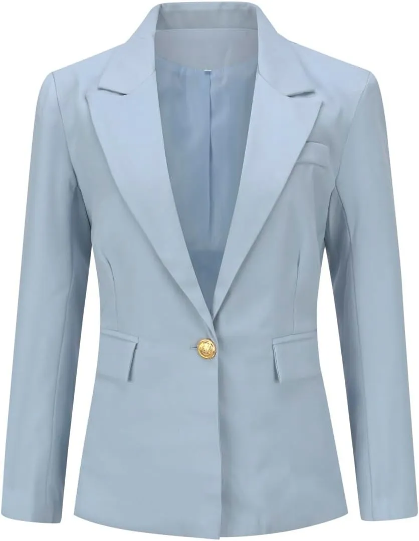 YYNUDA Women's 1 Button 2 Piece Lady Suit Set Office Work Solid Blazer Jacket and Pants
