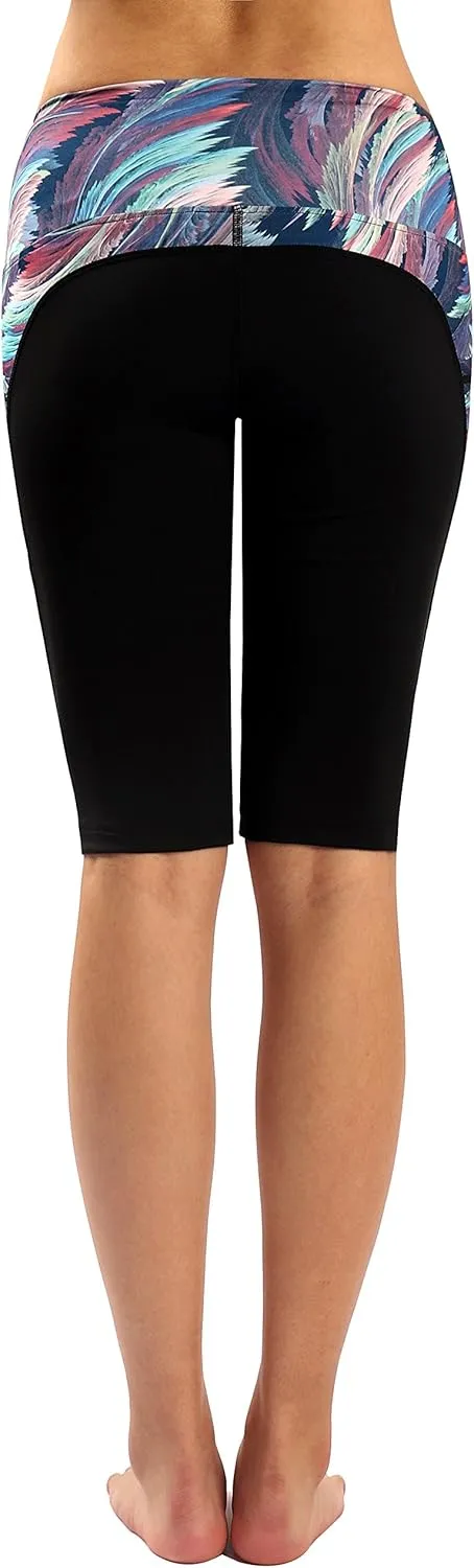 Zinmore Women's Knee Length Tights Yoga Shorts Workout Pants Running Leggings with Pockets