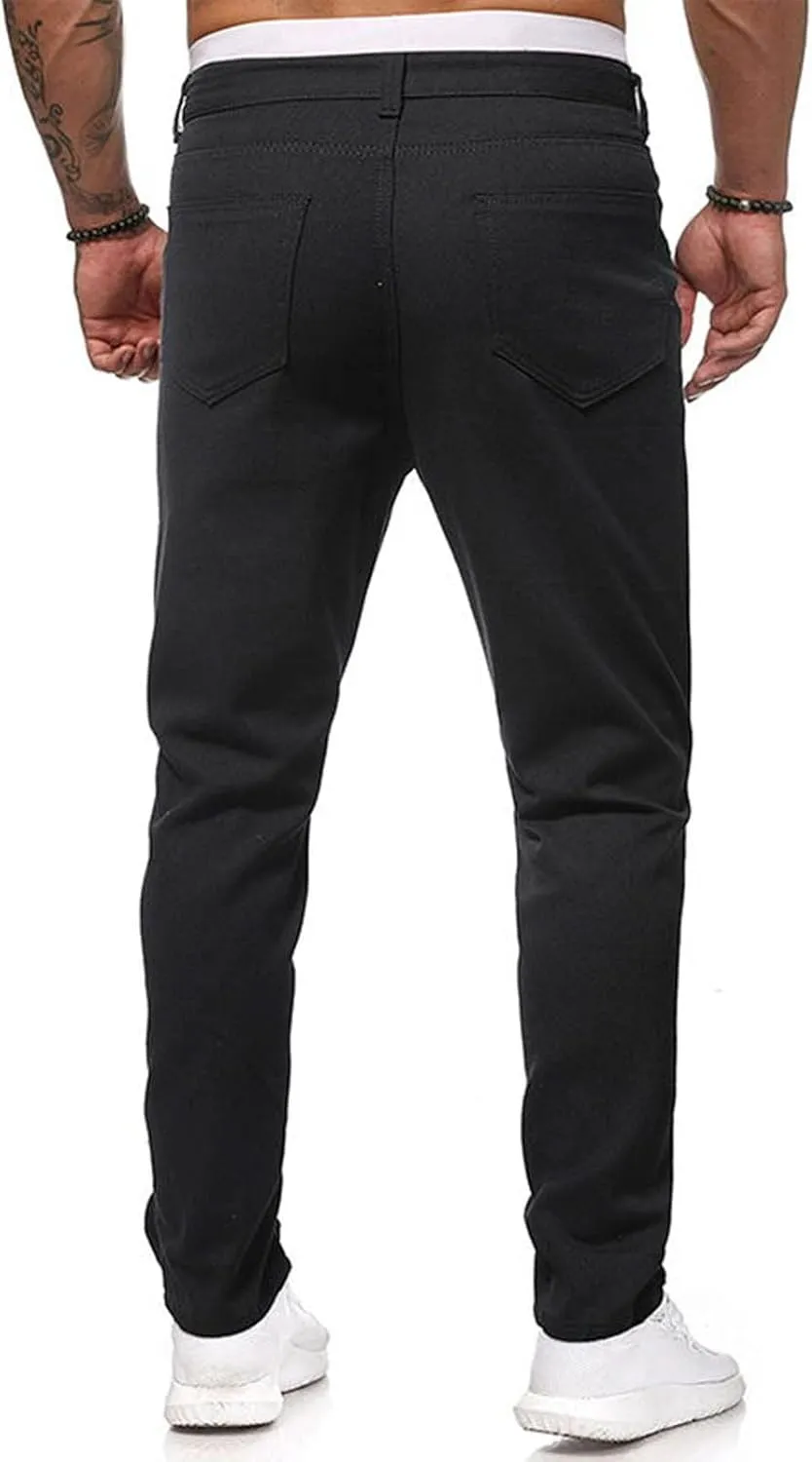 ZYXTIM Mens Stretch Skinny Ripped Jeans Slim Fit Straight Leg Destoryed Distressed Denim Pants Pencil Tapered Trousers